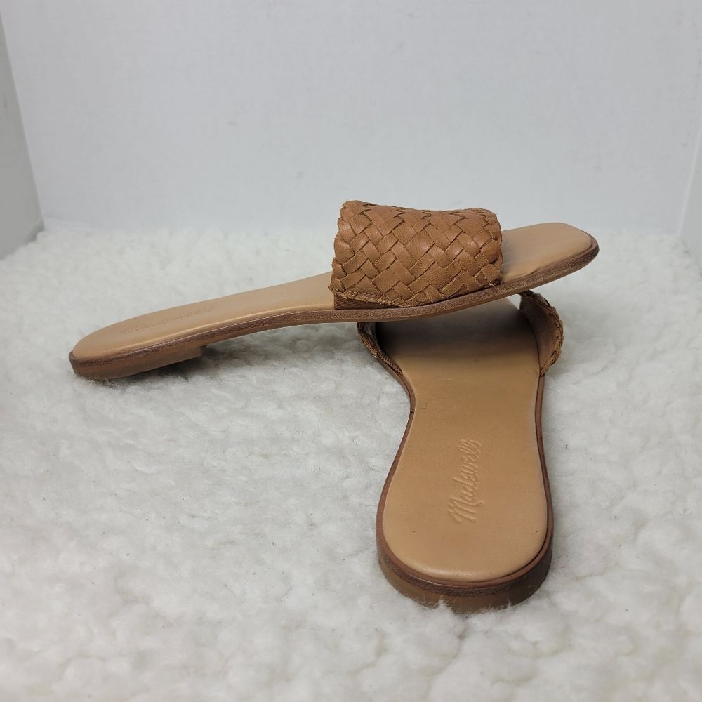 Madewell Lianne Women's Slide Sandals Size 9.5 Tan Woven Leather - Picture 5 of 9
